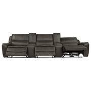 Marcell 5-Piece 3-Seat Power Home Theater Seating with Dual Consoles Grey - 609697PT