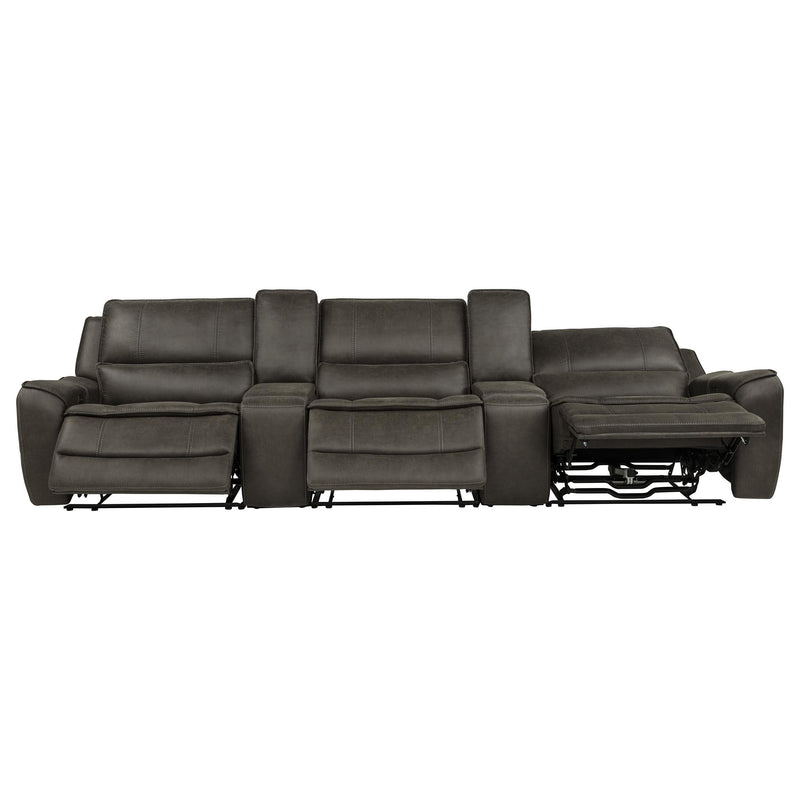 Marcell 5-Piece 3-Seat Power Home Theater Seating with Dual Consoles Grey - 609697PT