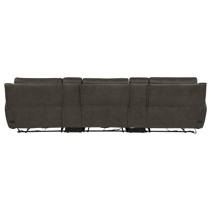 Marcell 5-Piece 3-Seat Power Home Theater Seating with Dual Consoles Grey - 609697PT