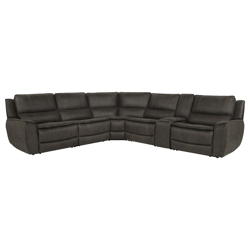 Marcell 6-Piece L-Shaped Power Reclining Sectional with Console Grey - 609690P-SET
