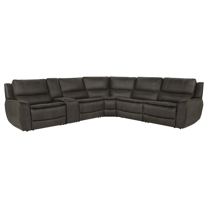 Marcell 6-Piece L-Shaped Power Reclining Sectional with Console Grey - 609690P-SET