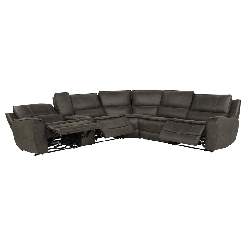 Marcell 6-Piece L-Shaped Power Reclining Sectional with Console Grey - 609690P-SET