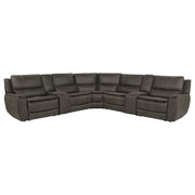 Marcell 7-Piece L-Shaped Power Reclining Sectional with Dual Consoles Grey - 609690P-SETA