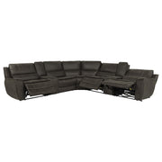 Marcell 7-Piece L-Shaped Power Reclining Sectional with Dual Consoles Grey - 609690P-SETA