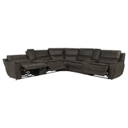 Marcell 7-Piece L-Shaped Power Reclining Sectional with Dual Consoles Grey - 609690P-SETA