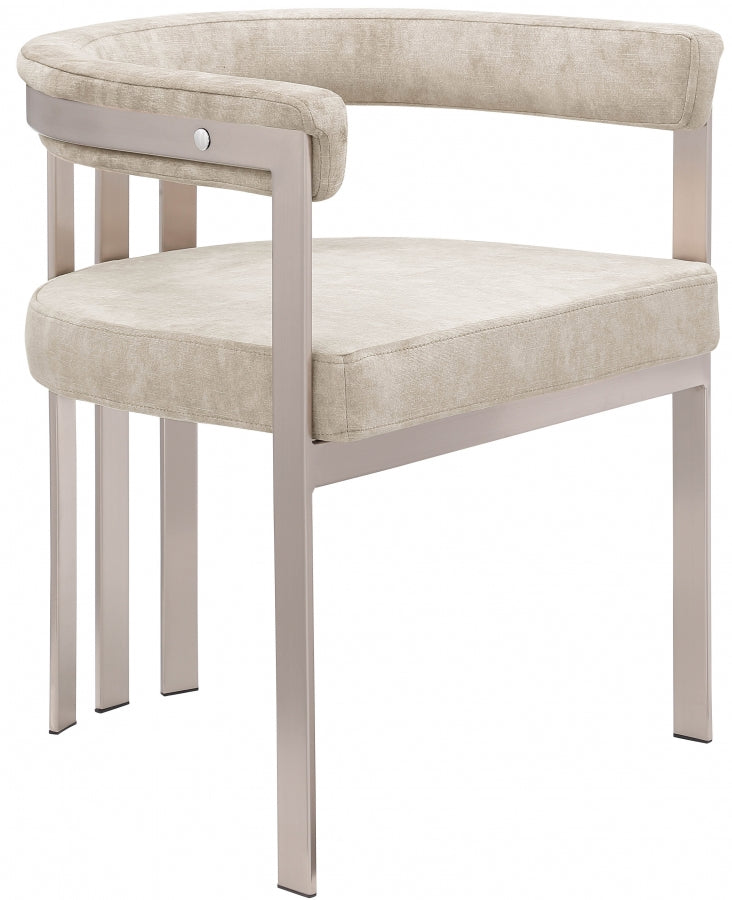 Marcello Stone Velvet Upholstered Dining Chair in Beige, Set of 2 - 938Beige-C