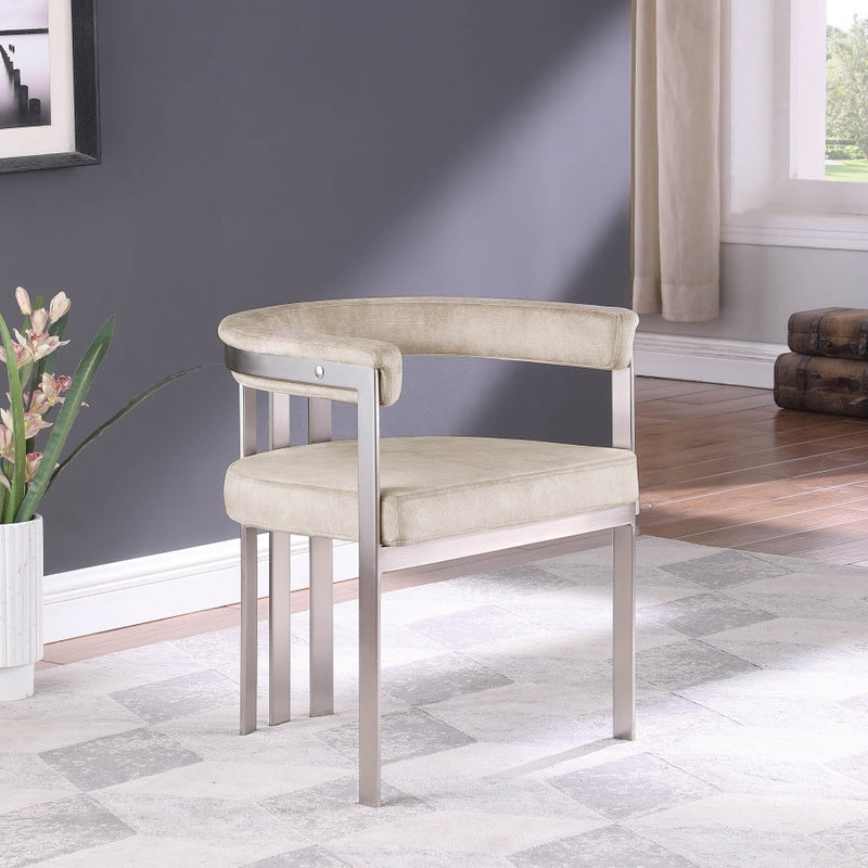 Marcello Stone Velvet Upholstered Dining Chair in Beige, Set of 2 - 938Beige-C