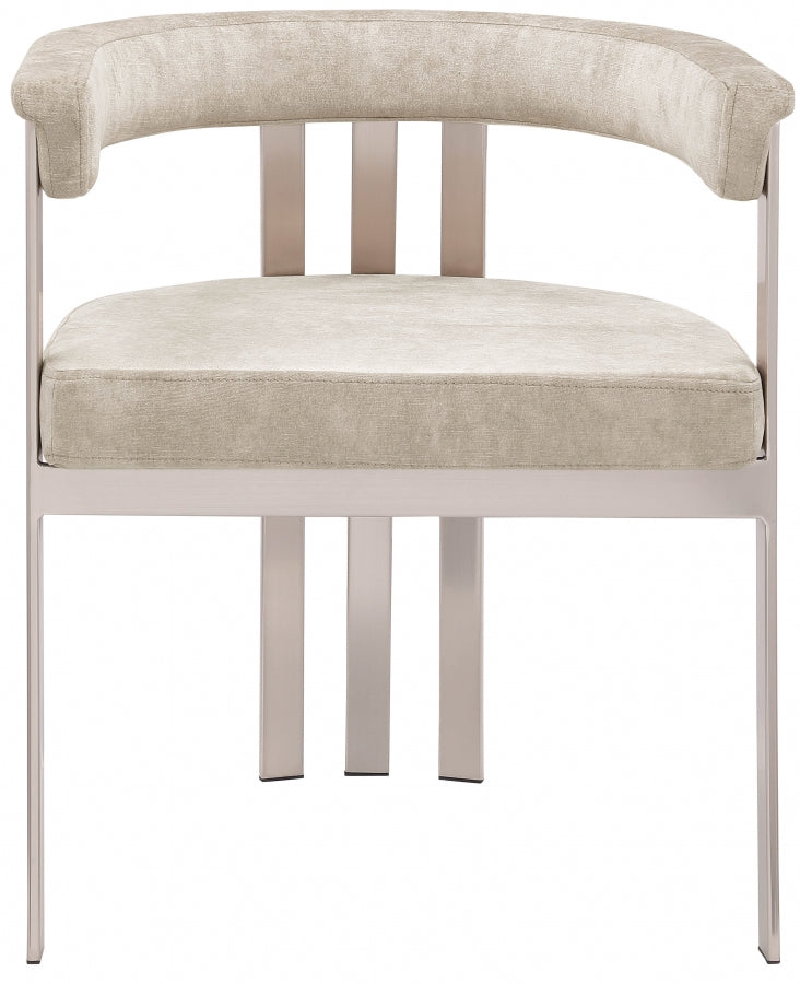 Marcello Stone Velvet Upholstered Dining Chair in Beige, Set of 2 - 938Beige-C