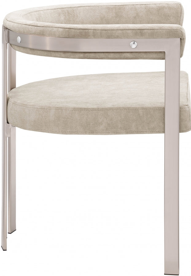 Marcello Stone Velvet Upholstered Dining Chair in Beige, Set of 2 - 938Beige-C