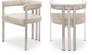 Marcello Stone Velvet Upholstered Dining Chair in Beige, Set of 2 - 938Beige-C