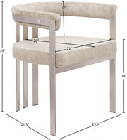 Marcello Stone Velvet Upholstered Dining Chair in Beige, Set of 2 - 938Beige-C