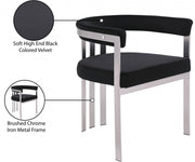 Marcello Stone Velvet Upholstered Dining Chair in Black, Set of 2 - 938Black-C