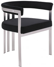 Marcello Stone Velvet Upholstered Dining Chair in Black, Set of 2 - 938Black-C