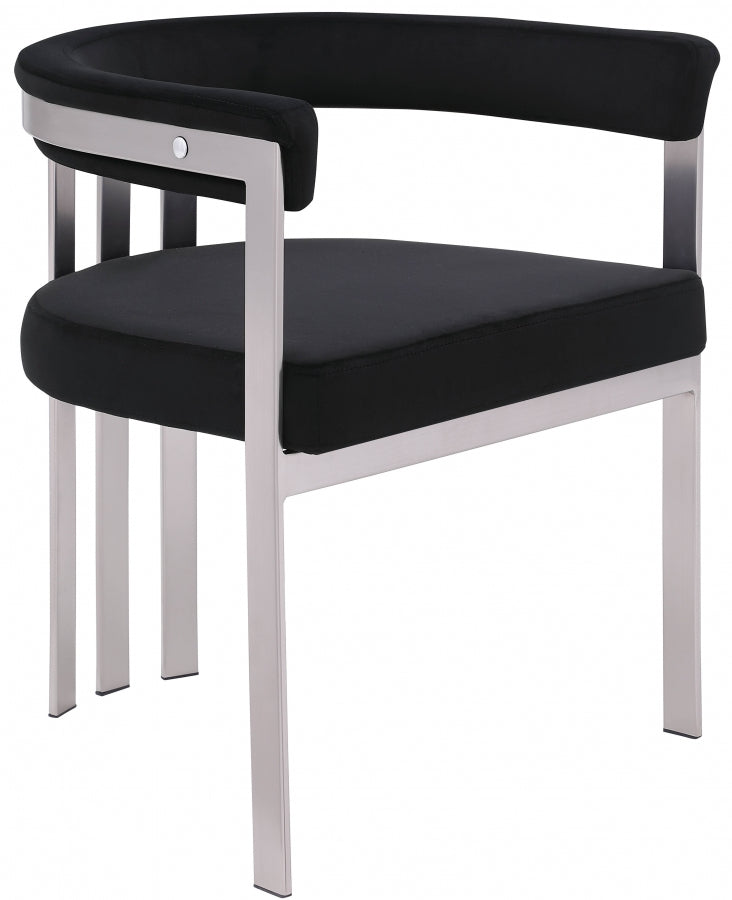 Marcello Stone Velvet Upholstered Dining Chair in Black, Set of 2 - 938Black-C