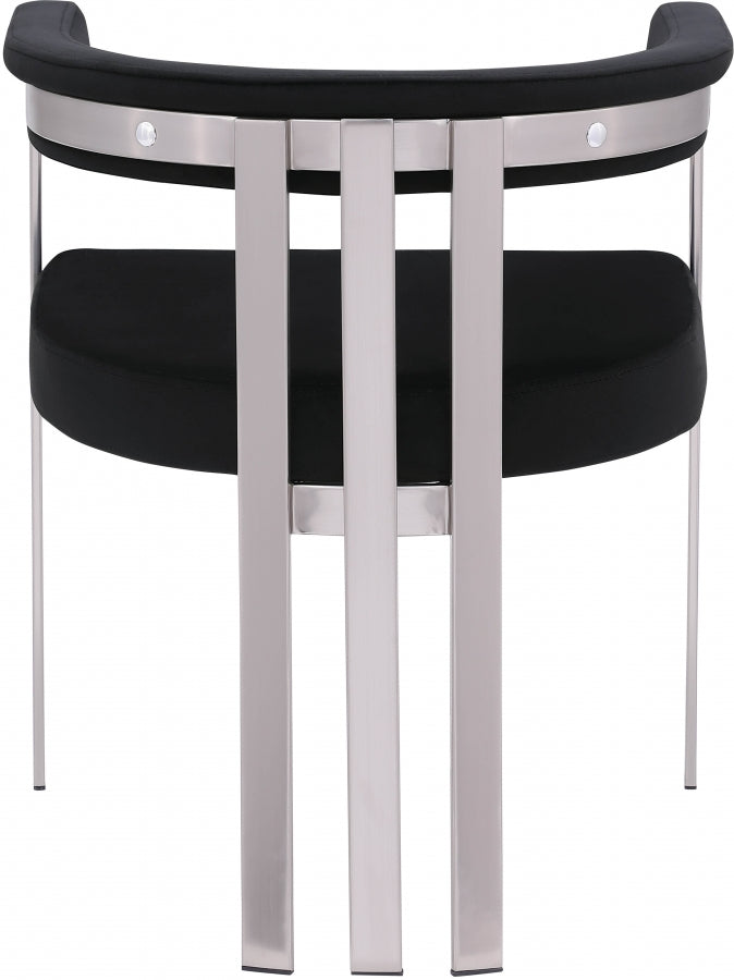 Marcello Stone Velvet Upholstered Dining Chair in Black, Set of 2 - 938Black-C