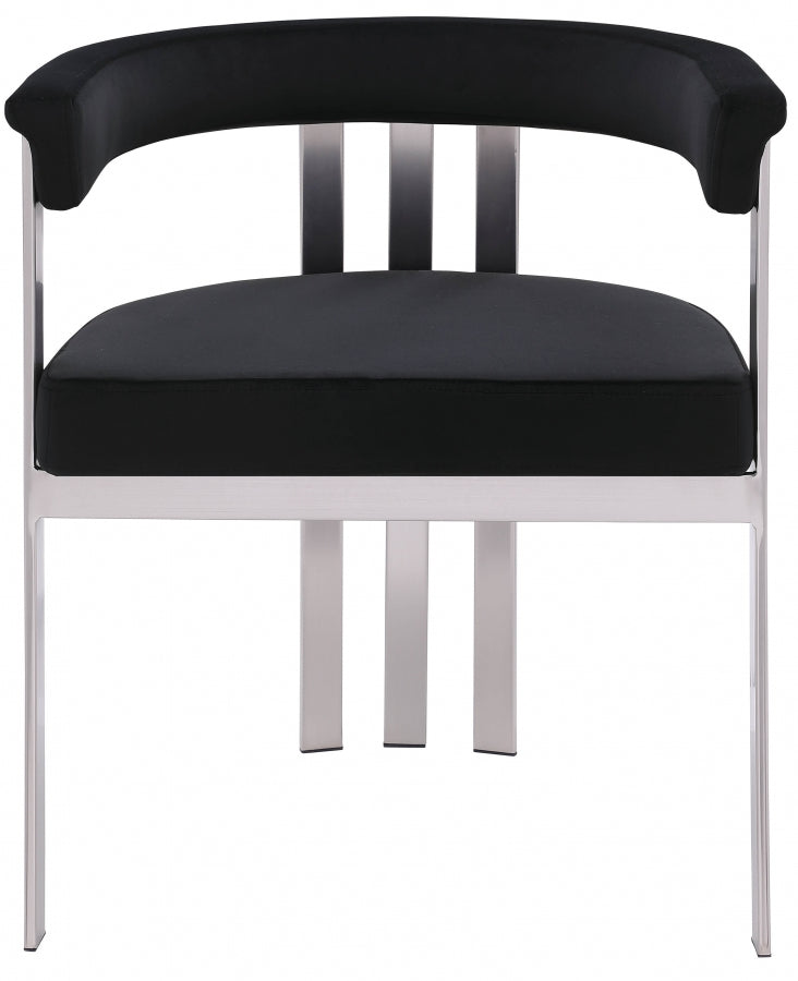 Marcello Stone Velvet Upholstered Dining Chair in Black, Set of 2 - 938Black-C