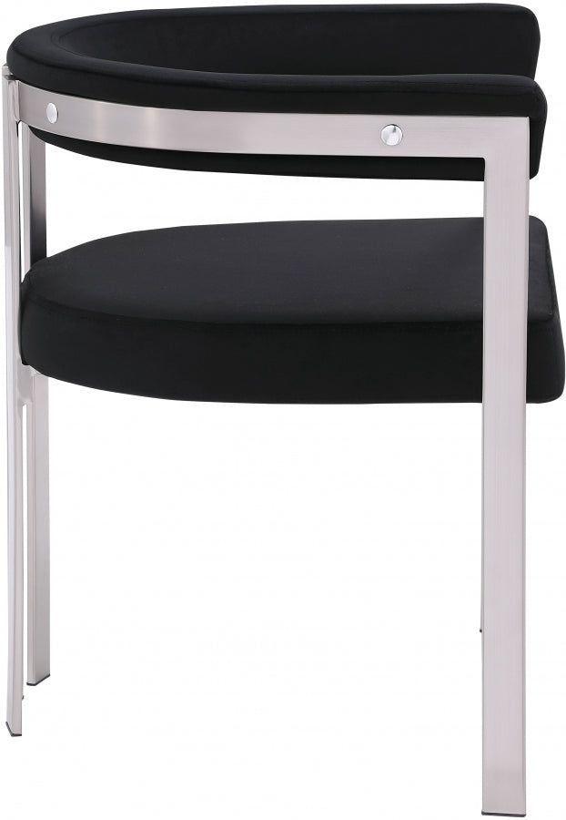 Marcello Stone Velvet Upholstered Dining Chair in Black, Set of 2 - 938Black-C