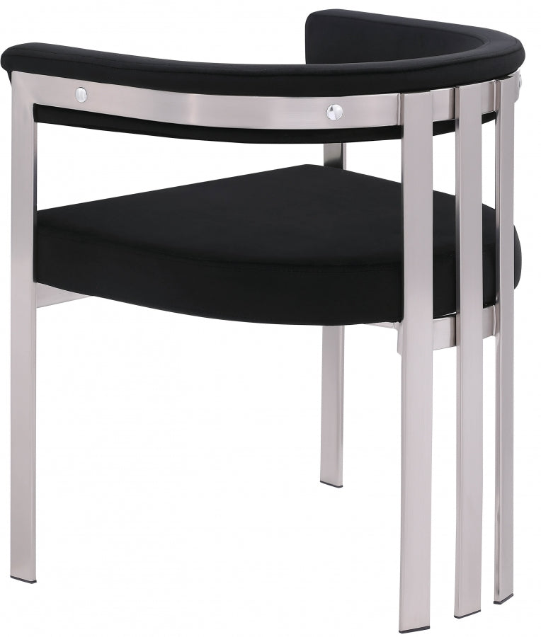 Marcello Stone Velvet Upholstered Dining Chair in Black, Set of 2 - 938Black-C
