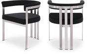 Marcello Stone Velvet Upholstered Dining Chair in Black, Set of 2 - 938Black-C