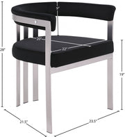 Marcello Stone Velvet Upholstered Dining Chair in Black, Set of 2 - 938Black-C