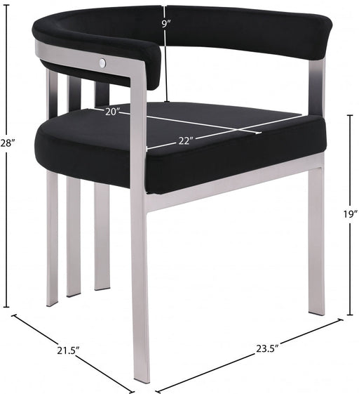 Marcello Stone Velvet Upholstered Dining Chair in Black, Set of 2 - 938Black-C