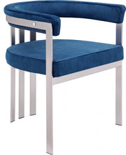 Marcello Stone Velvet Upholstered Dining Chair in Blue, Set of 2 - 938Navy-C