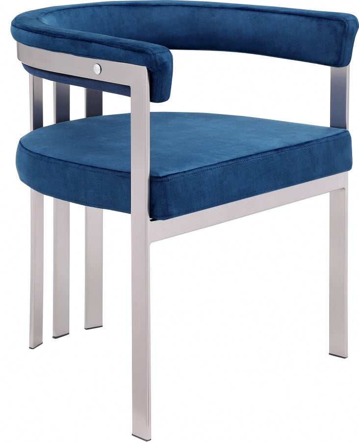 Marcello Stone Velvet Upholstered Dining Chair in Blue, Set of 2 - 938Navy-C