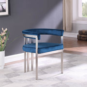Marcello Stone Velvet Upholstered Dining Chair in Blue, Set of 2 - 938Navy-C