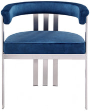 Marcello Stone Velvet Upholstered Dining Chair in Blue, Set of 2 - 938Navy-C