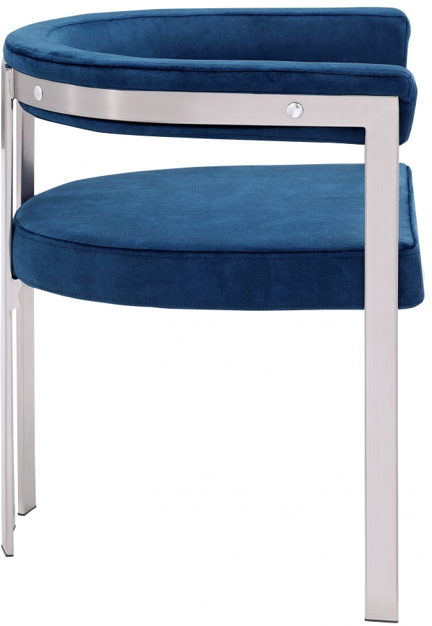 Marcello Stone Velvet Upholstered Dining Chair in Blue, Set of 2 - 938Navy-C