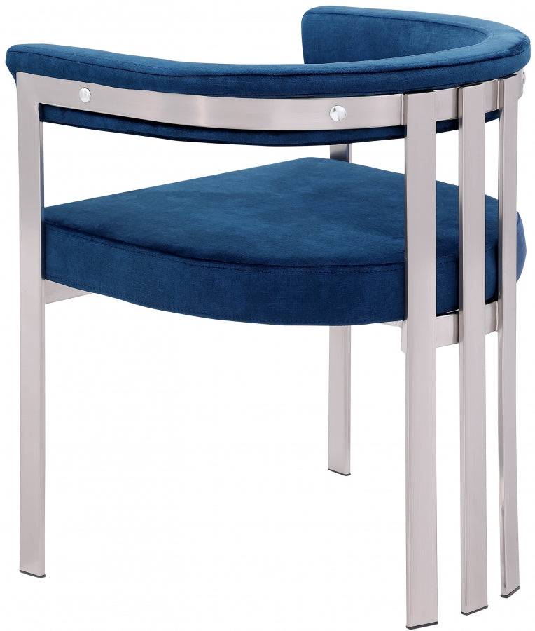 Marcello Stone Velvet Upholstered Dining Chair in Blue, Set of 2 - 938Navy-C