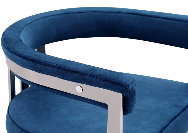 Marcello Stone Velvet Upholstered Dining Chair in Blue, Set of 2 - 938Navy-C