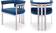 Marcello Stone Velvet Upholstered Dining Chair in Blue, Set of 2 - 938Navy-C