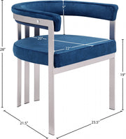 Marcello Stone Velvet Upholstered Dining Chair in Blue, Set of 2 - 938Navy-C