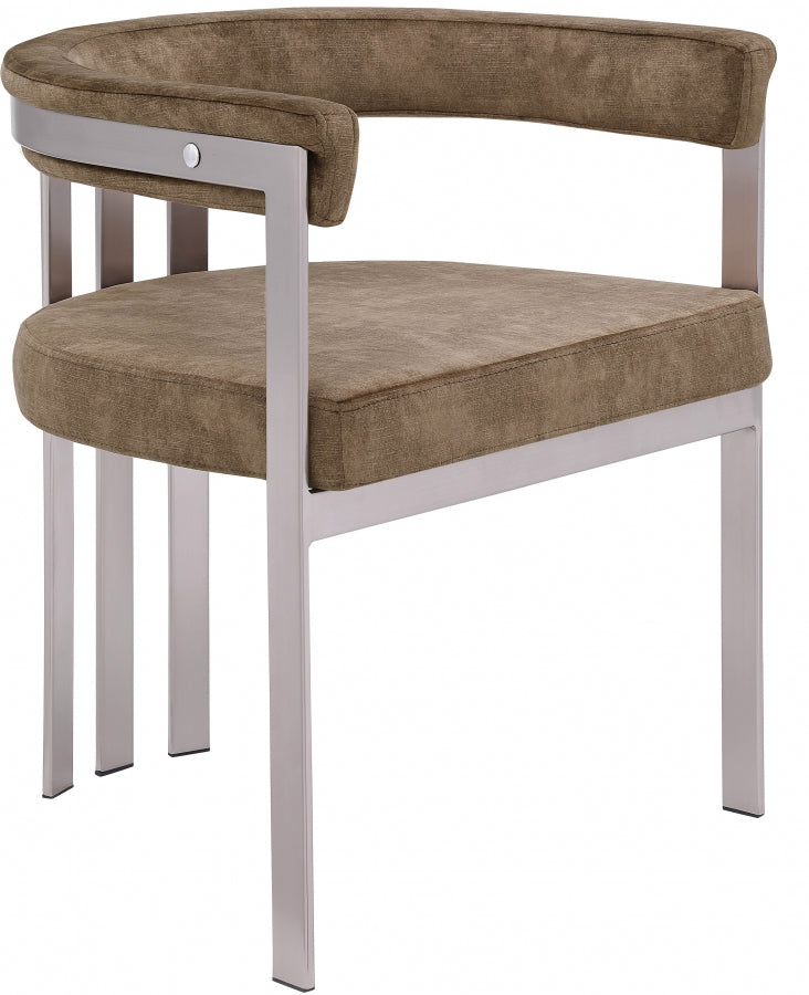 Marcello Stone Velvet Upholstered Dining Chair in Brown, Set of 2 - 938Brown-C