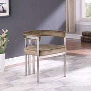 Marcello Stone Velvet Upholstered Dining Chair in Brown, Set of 2 - 938Brown-C