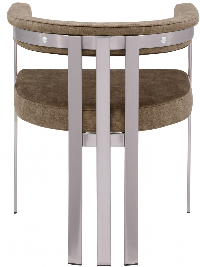 Marcello Stone Velvet Upholstered Dining Chair in Brown, Set of 2 - 938Brown-C
