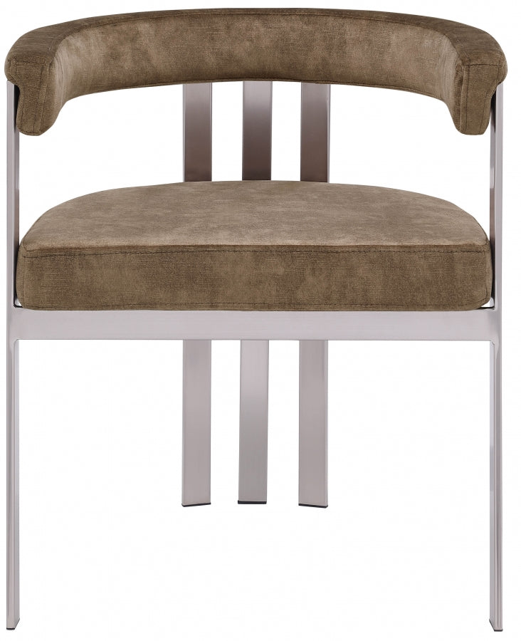 Marcello Stone Velvet Upholstered Dining Chair in Brown, Set of 2 - 938Brown-C