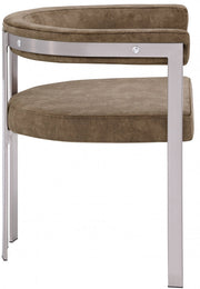 Marcello Stone Velvet Upholstered Dining Chair in Brown, Set of 2 - 938Brown-C