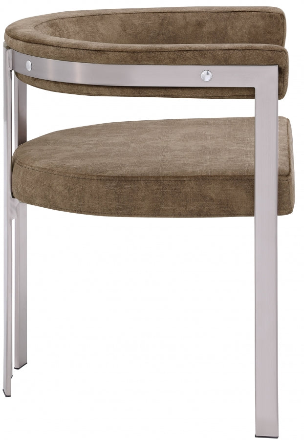 Marcello Stone Velvet Upholstered Dining Chair in Brown, Set of 2 - 938Brown-C