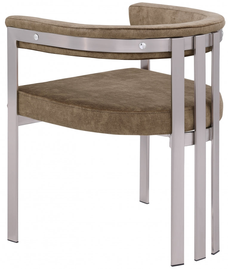 Marcello Stone Velvet Upholstered Dining Chair in Brown, Set of 2 - 938Brown-C
