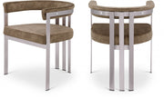 Marcello Stone Velvet Upholstered Dining Chair in Brown, Set of 2 - 938Brown-C