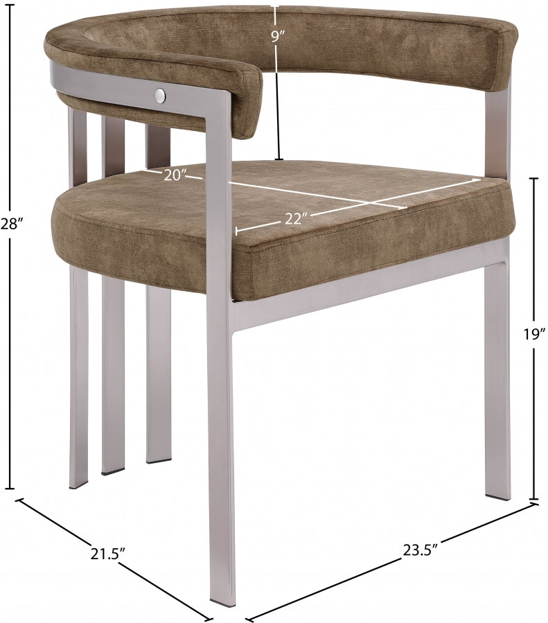 Marcello Stone Velvet Upholstered Dining Chair in Brown, Set of 2 - 938Brown-C