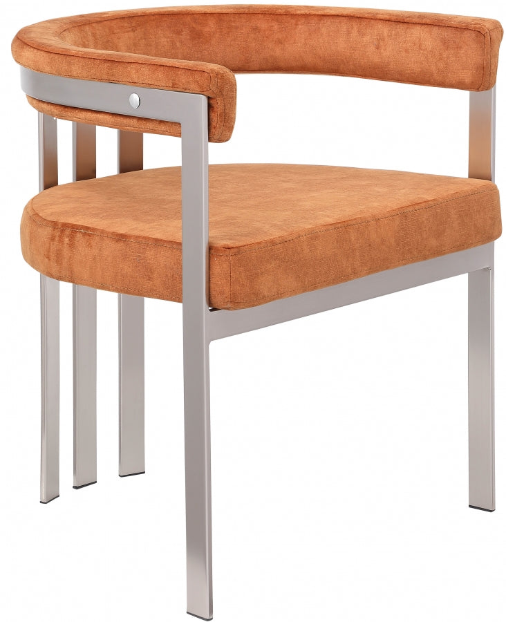 Marcello Stone Velvet Upholstered Dining Chair in Cognac, Set of 2 - 938Cognac-C