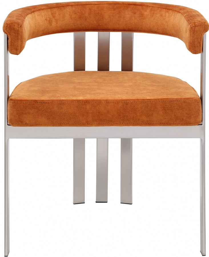 Marcello Stone Velvet Upholstered Dining Chair in Cognac, Set of 2 - 938Cognac-C