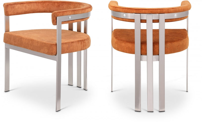 Marcello Stone Velvet Upholstered Dining Chair in Cognac, Set of 2 - 938Cognac-C