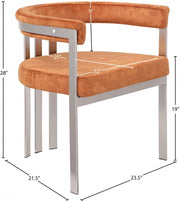 Marcello Stone Velvet Upholstered Dining Chair in Cognac, Set of 2 - 938Cognac-C