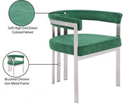 Marcello Stone Velvet Upholstered Dining Chair in Green, Set of 2 - 938Green-C