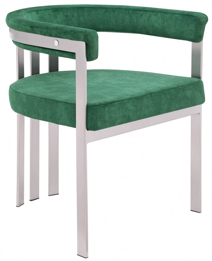 Marcello Stone Velvet Upholstered Dining Chair in Green, Set of 2 - 938Green-C