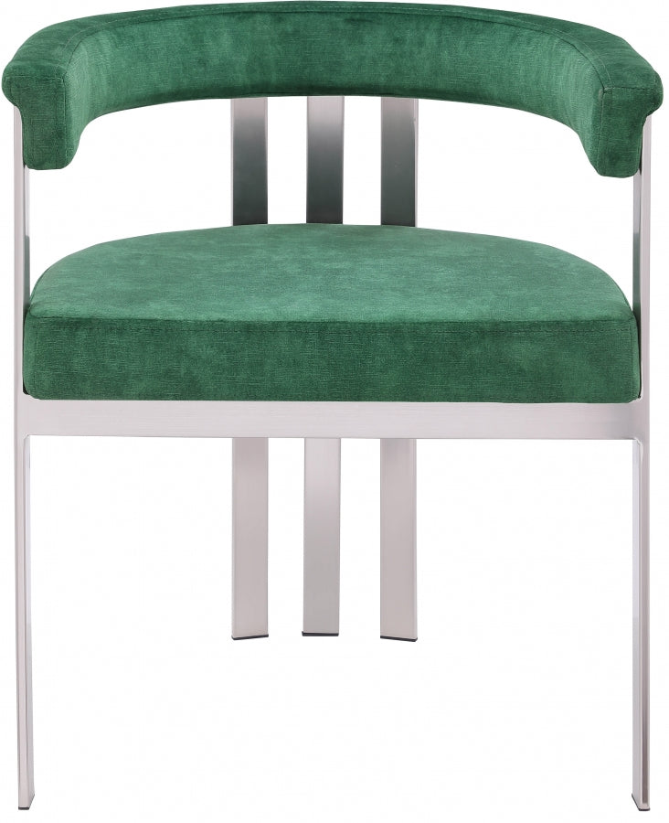Marcello Stone Velvet Upholstered Dining Chair in Green, Set of 2 - 938Green-C